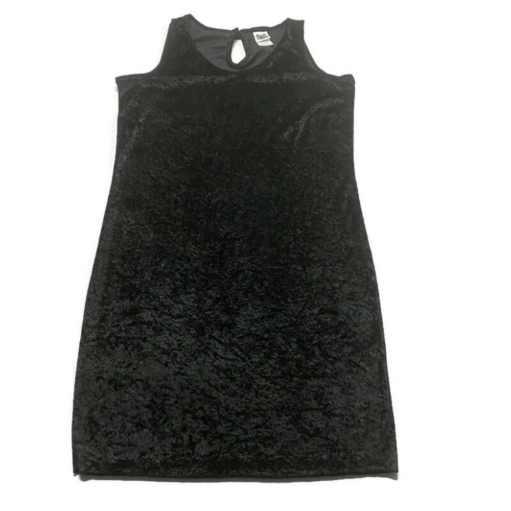 RARE Vintage Disney Catalog Black Faux Velvet Mickey Dress Tank Sleeveless Sz M